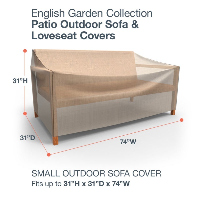 Budge P3A01PM1 English Garden Patio Sofa Cover Heavy Duty and Waterproof, Small, Tan Tweed - Image 2